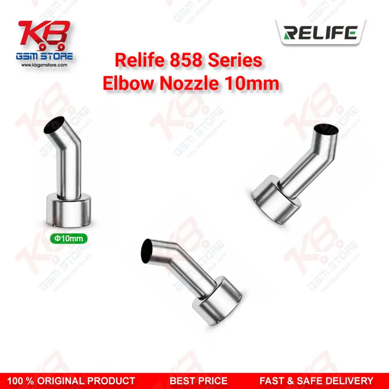 Relife 858 Series Elbow Nozzle 10mm – 45° Bent Hot Air Rework Nozzle