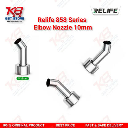 Relife 858 Series Elbow Nozzle 10mm – 45° Bent Hot Air Rework Nozzle