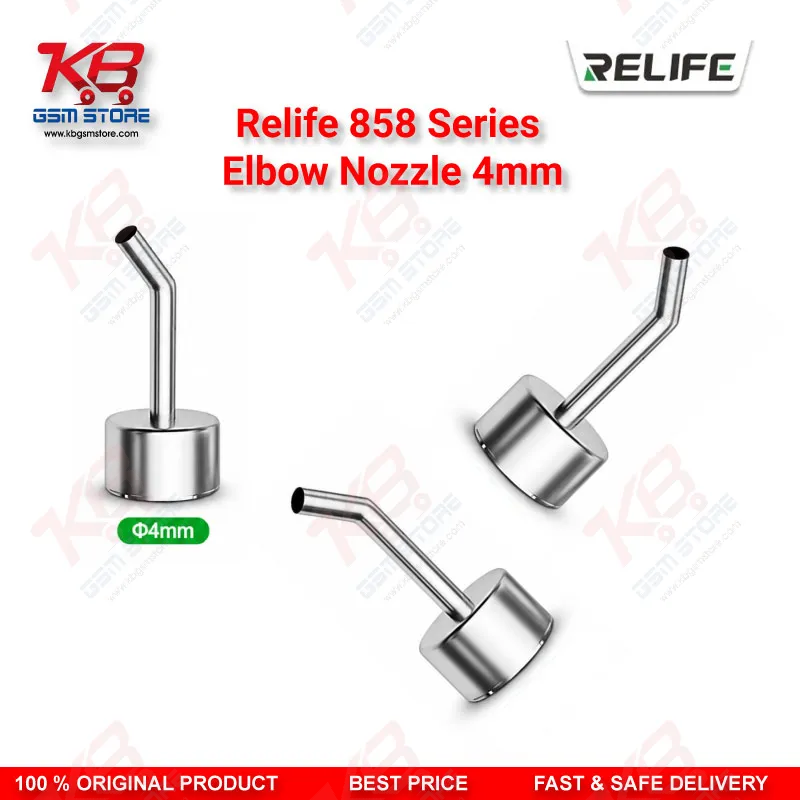 RELIFE 858 Series 4mm Elbow Nozzle – 45° Angled Hot Air Rework Nozzle