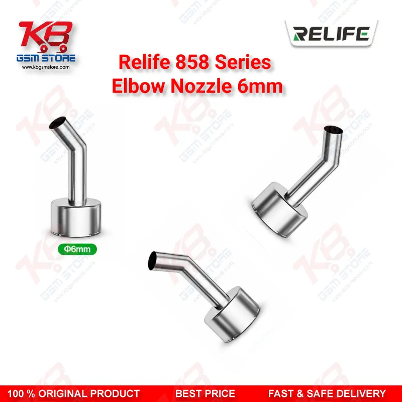 RELIFE 858 Series 6mm Elbow Nozzle – 45° Bent Hot Air Rework Nozzle for BGA & Microscope Repair