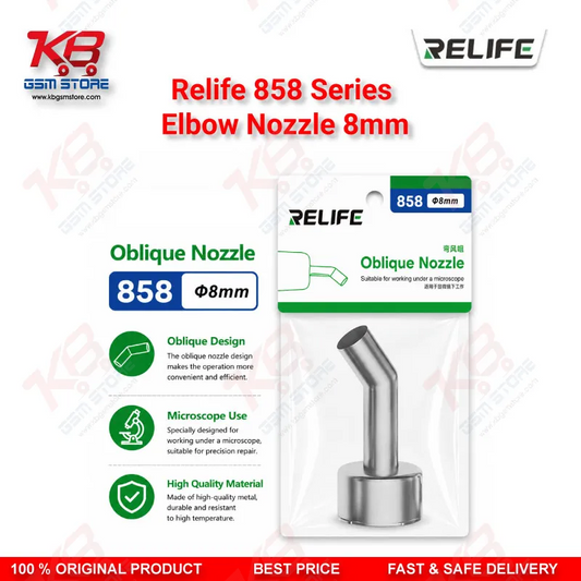 RELIFE 858 Series 45° Elbow Nozzle 8mm – Hot Air Rework Station Nozzle