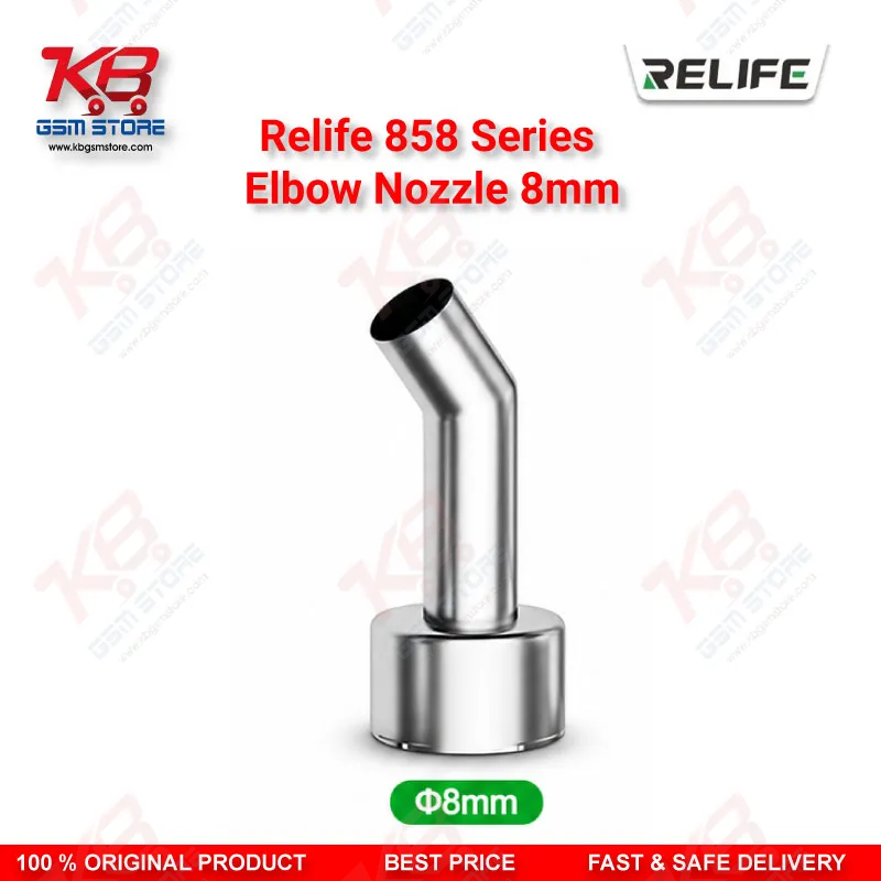 RELIFE 858 Series 45° Elbow Nozzle 8mm – Hot Air Rework Station Nozzle