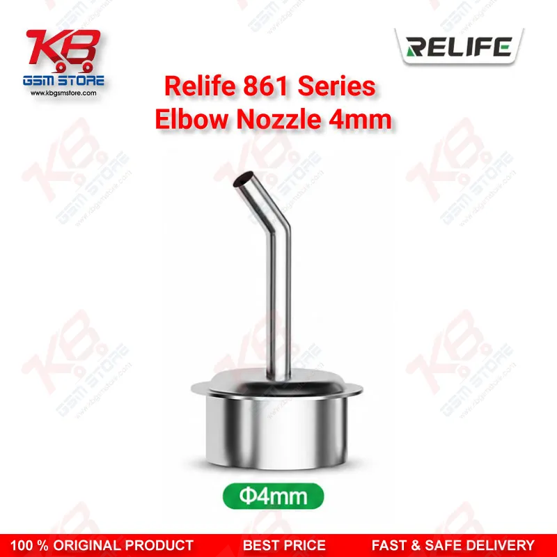 Relife 861 Series 45° Elbow Nozzle 4mm – Bent Hot Air Nozzle for Microscope PCB Repair