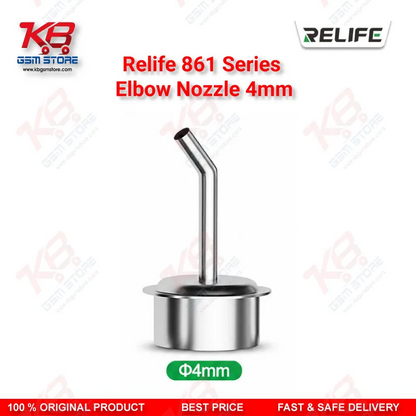 Relife 861 Series 45° Elbow Nozzle 4mm – Bent Hot Air Nozzle for Microscope PCB Repair