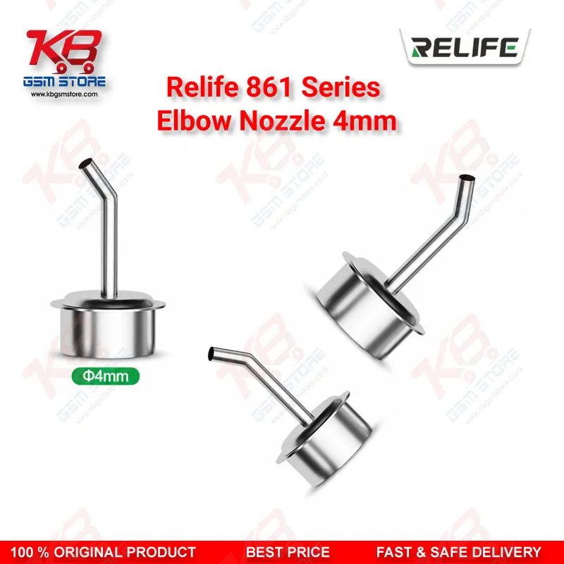 Relife 861 Series 45° Elbow Nozzle 4mm – Bent Hot Air Nozzle for Microscope PCB Repair