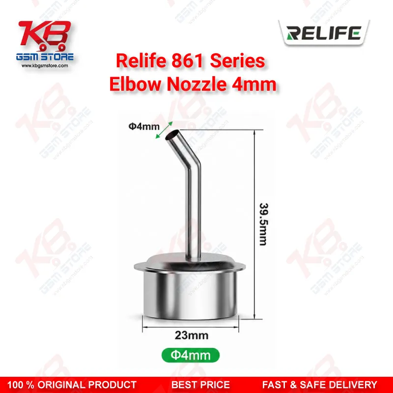Relife 861 Series 45° Elbow Nozzle 4mm – Bent Hot Air Nozzle for Microscope PCB Repair