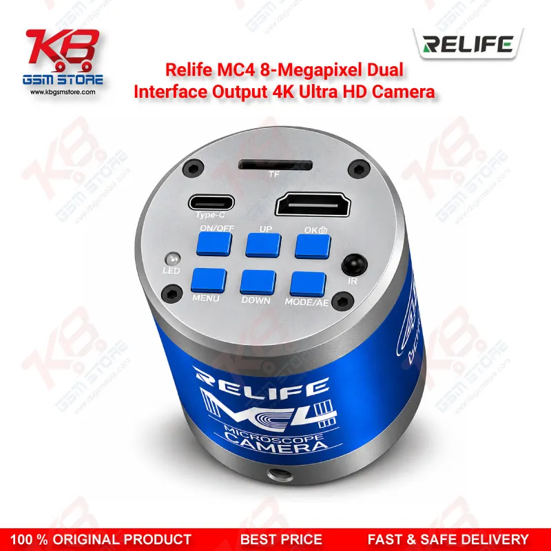 Relife MC4 8-Megapixel Dual-Interface Output 4K Ultra HD Camera – Back-Illuminated CMOS Microscope Camera for PCB and Mobile Repair