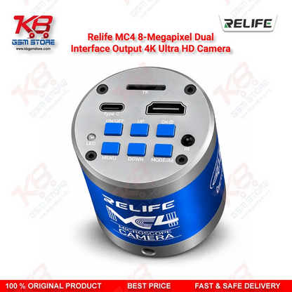 Relife MC4 8-Megapixel Dual-Interface Output 4K Ultra HD Camera – Back-Illuminated CMOS Microscope Camera for PCB and Mobile Repair