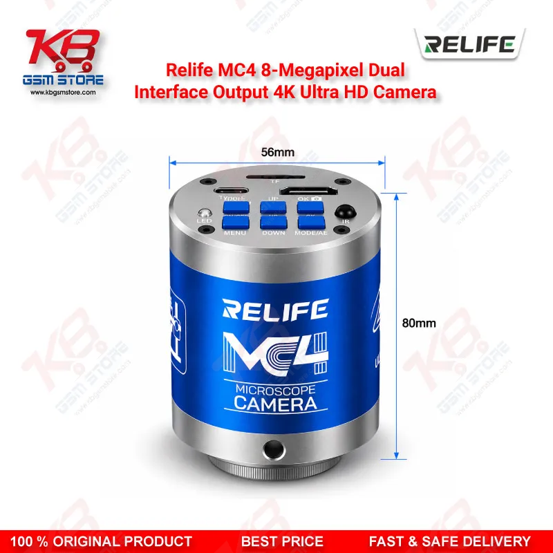 Relife MC4 8-Megapixel Dual-Interface Output 4K Ultra HD Camera – Back-Illuminated CMOS Microscope Camera for PCB and Mobile Repair