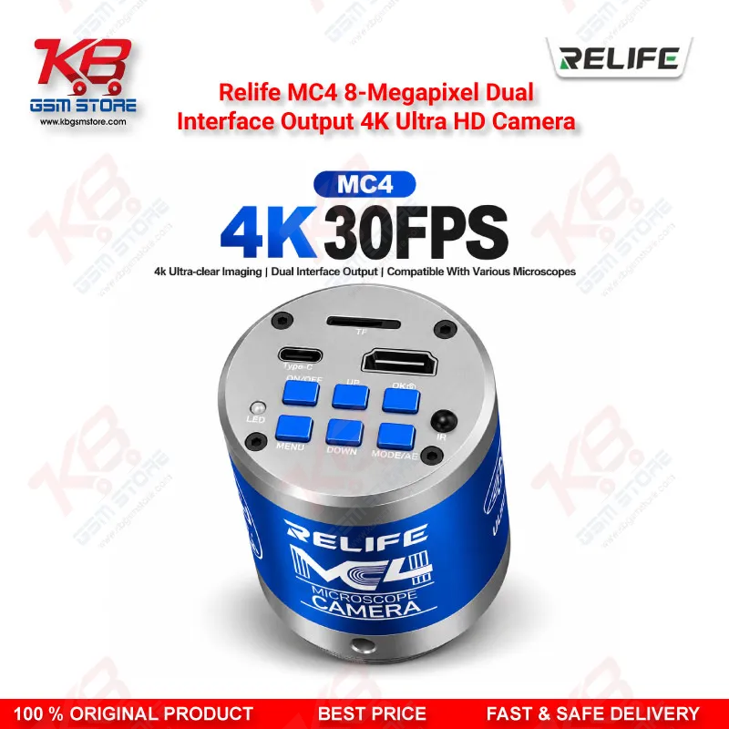 Relife MC4 8-Megapixel Dual-Interface Output 4K Ultra HD Camera – Back-Illuminated CMOS Microscope Camera for PCB and Mobile Repair