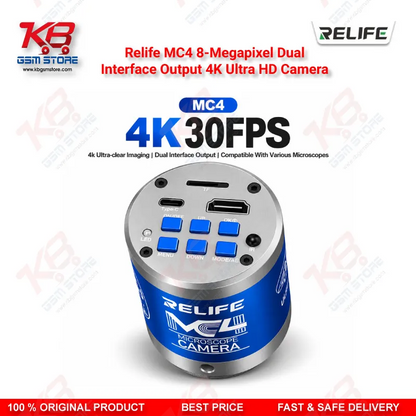 Relife MC4 8-Megapixel Dual-Interface Output 4K Ultra HD Camera – Back-Illuminated CMOS Microscope Camera for PCB and Mobile Repair