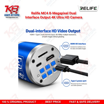Relife MC4 8-Megapixel Dual-Interface Output 4K Ultra HD Camera – Back-Illuminated CMOS Microscope Camera for PCB and Mobile Repair