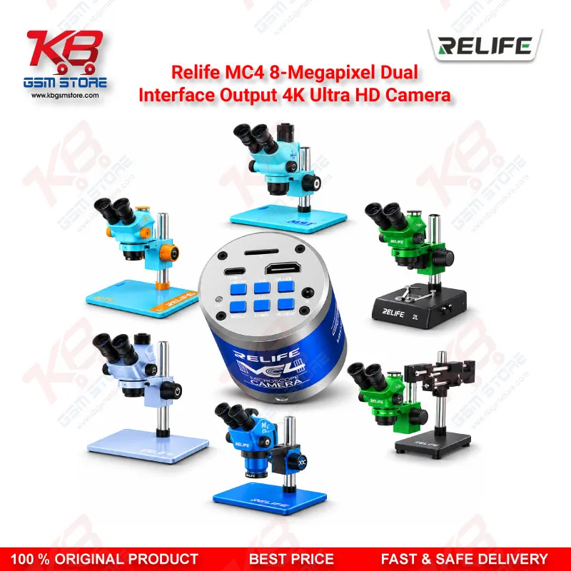 Relife MC4 8-Megapixel Dual-Interface Output 4K Ultra HD Camera – Back-Illuminated CMOS Microscope Camera for PCB and Mobile Repair