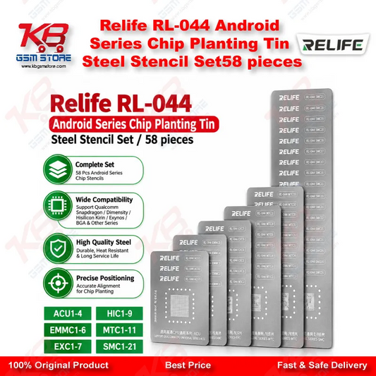Relife RL-044 Android Series Chip Planting Tin Steel Stencil Set/58 pieces