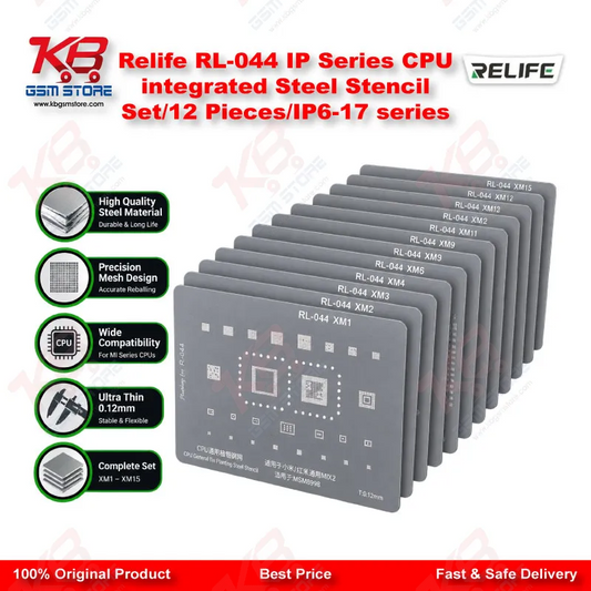 Relife RL-044 12-in-1 CPU Reballing Stencil Set – iPhone 6 to iPhone 17 Pro Max