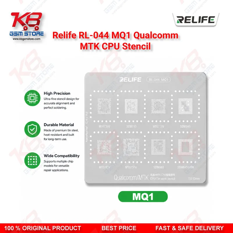 Relife RL-044 MQ1 Qualcomm MTK CPU BGA Reballing Stencil 0.12mm