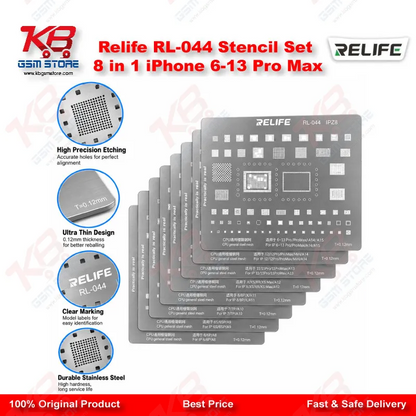 Relife RL-044 Stencil Set 8 in 1 iPhone 6-13 Pro Max