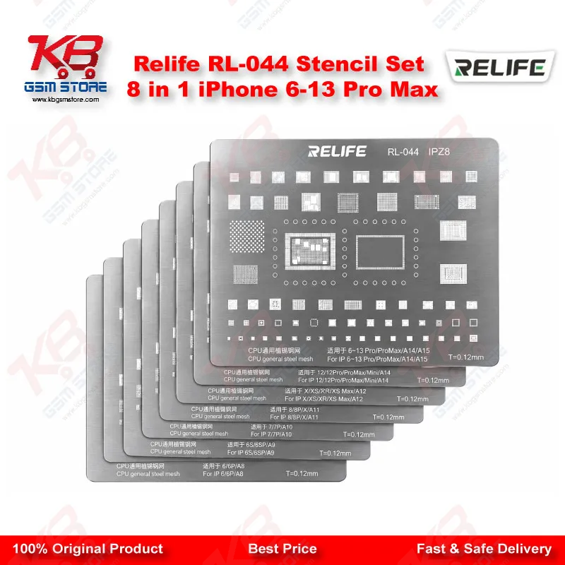 Relife RL-044 Stencil Set 8 in 1 iPhone 6-13 Pro Max