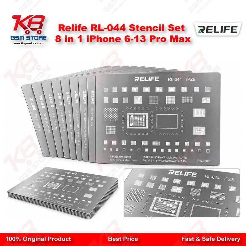 Relife RL-044 Stencil Set 8 in 1 iPhone 6-13 Pro Max