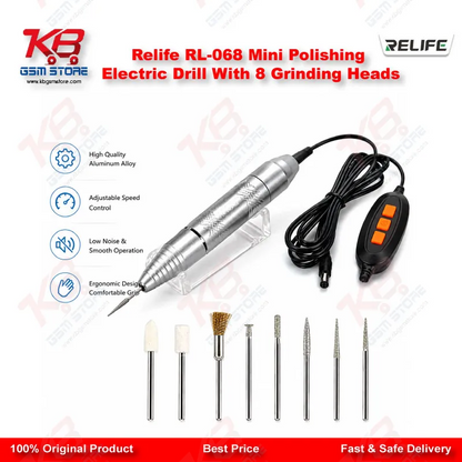 Relife RL-068 Mini Polishing Electric Drill With 8 Grinding Heads