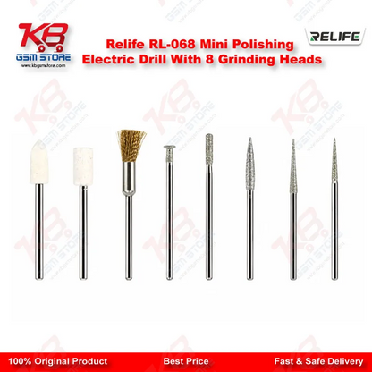 Relife RL-068 Mini Polishing Electric Drill With 8 Grinding Heads