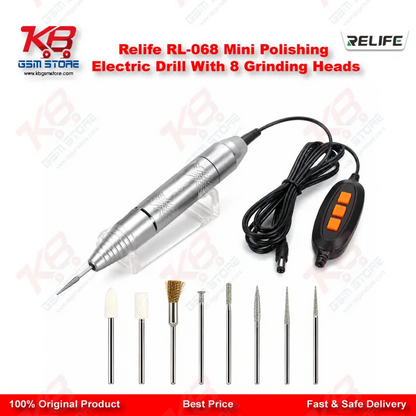 Relife RL-068 Mini Polishing Electric Drill With 8 Grinding Heads