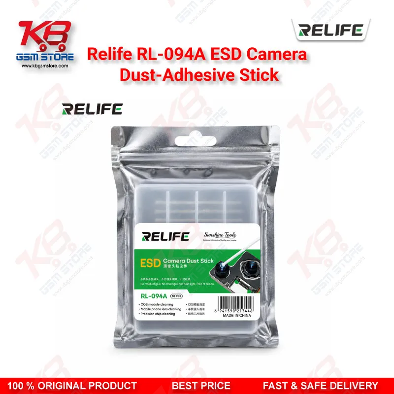 RELIFE RL-094A ESD Camera Dust-Adhesive Stick (10 Pcs) – 2.5mm Anti-Static Cleaning Tool