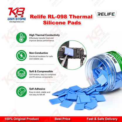 Relife RL-098 Insulating Thermal Silicone Pads – 12x12x2mm – 100Pcs