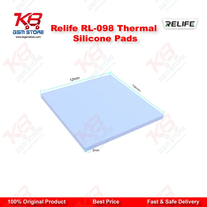 Relife RL-098 Insulating Thermal Silicone Pads – 12x12x2mm – 100Pcs