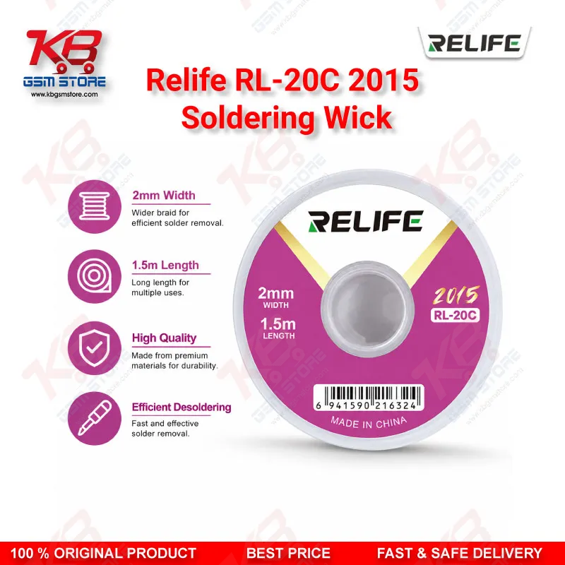 RELIFE RL-20C-2015 Desoldering Wick 2.0mm x 1.5m Solder Removal Braid for Mobile PCB Repair