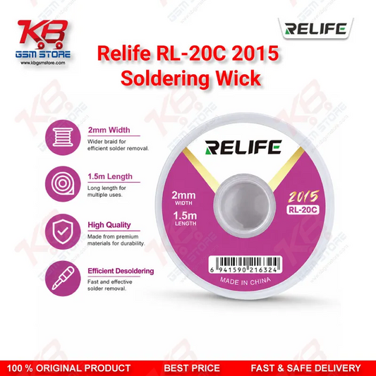 RELIFE RL-20C-2015 Desoldering Wick 2.0mm x 1.5m Solder Removal Braid for Mobile PCB Repair