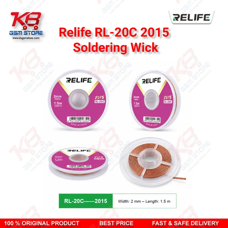 RELIFE RL-20C-2015 Desoldering Wick 2.0mm x 1.5m Solder Removal Braid for Mobile PCB Repair
