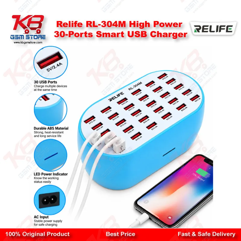 Relife RL-304M High Power 30-Ports Smart USB Charger