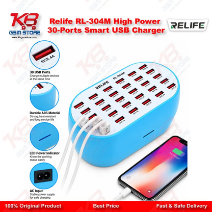 Relife RL-304M High Power 30-Ports Smart USB Charger