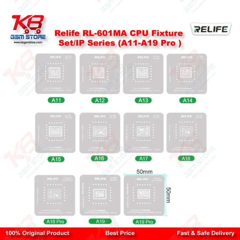 RELIFE RL-601MA CPU Fixture Set A11-A19 Pro Magnetic Reballing Platform