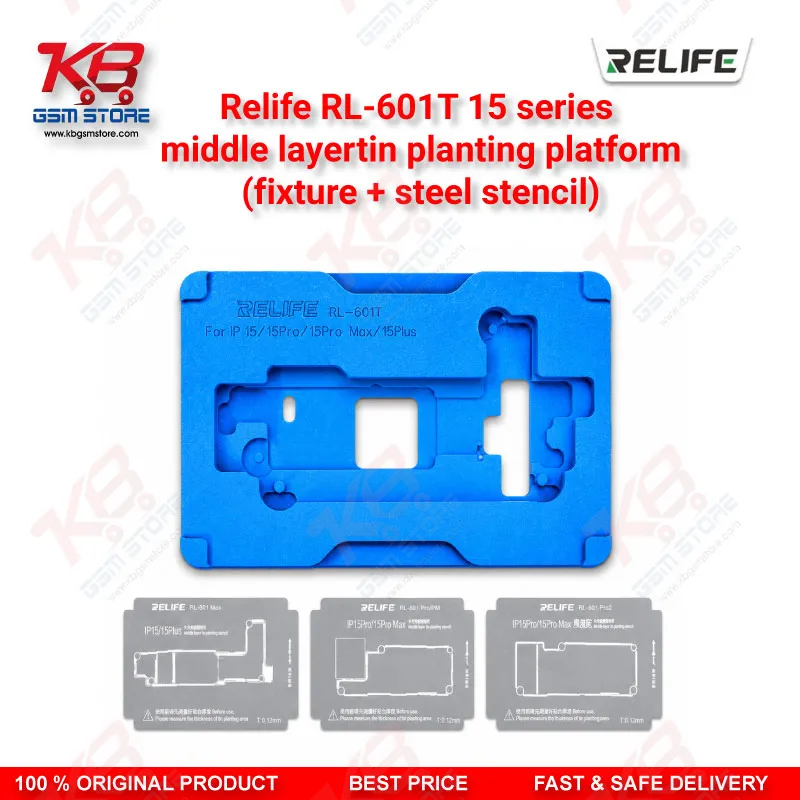 RELIFE RL-601T 22 in 1 Middle Layer Tin Planting Platform – iPhone X to 15 Pro Max BGA Reballing Stencil Kit