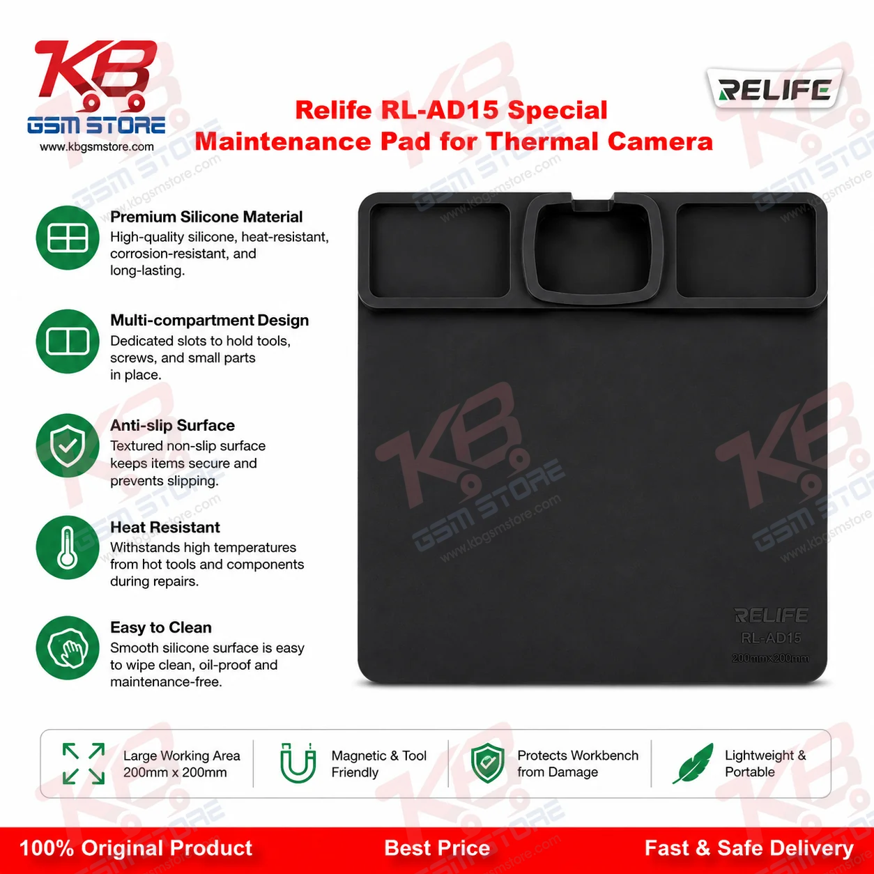 RELIFE RL-AD15 Silicone Maintenance Pad for PCB Thermal Camera – Heat Resistant Work Mat