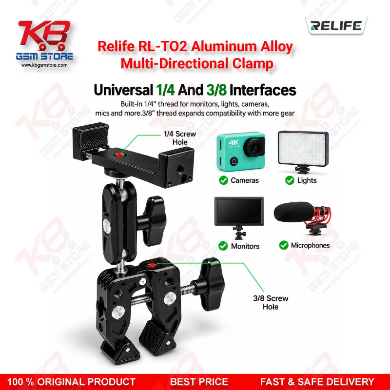 Relife RL-TO2 Aluminum Alloy Multi-Directional Clamp