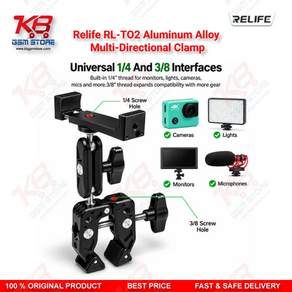 Relife RL-TO2 Aluminum Alloy Multi-Directional Clamp
