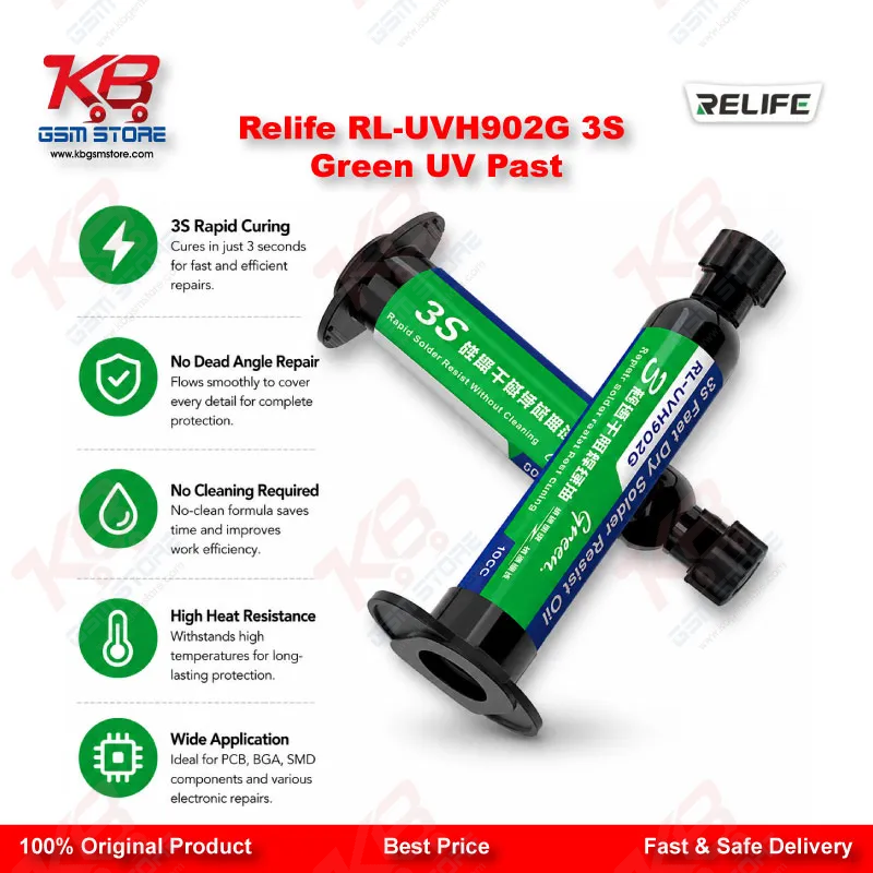 RELIFE RL-UVH902G Green UV Curing Solder Mask – 3S Quick Dry Flying Wire Oil (10ml)