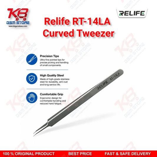 RELIFE RT-14LA Precision Curved Chip Tweezer for Mobile IC Repair