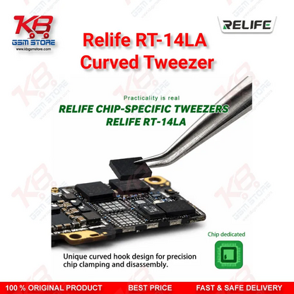 RELIFE RT-14LA Precision Curved Chip Tweezer for Mobile IC Repair