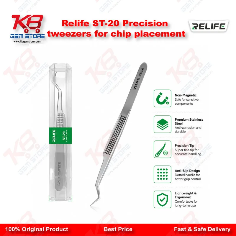 RELIFE ST-20 Anti-Magnetic Precision Tweezers for IC Chip Placement