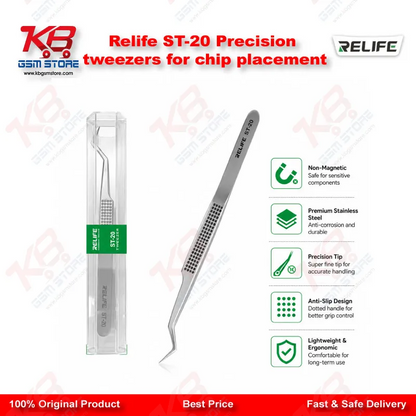 RELIFE ST-20 Anti-Magnetic Precision Tweezers for IC Chip Placement