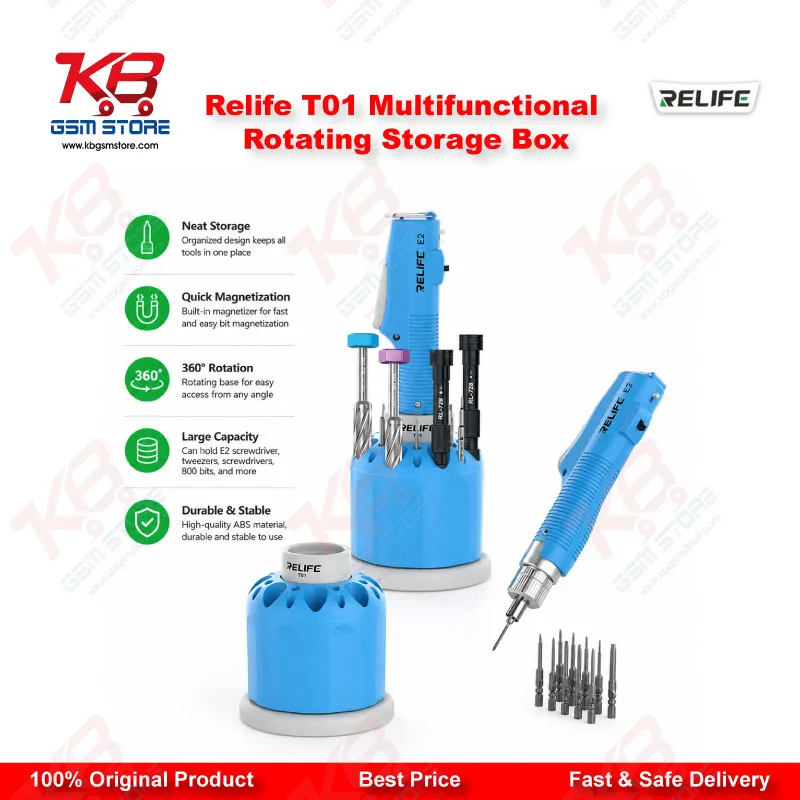 RELIFE T01 Multifunctional 360° Rotating Storage Box – 25 Hole Screwdriver & Tool Organizer