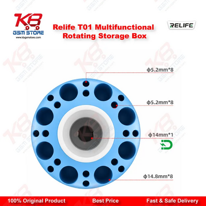 RELIFE T01 Multifunctional 360° Rotating Storage Box – 25 Hole Screwdriver & Tool Organizer
