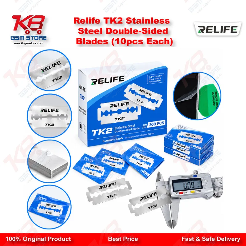 Relife TK2 Stainless Steel Double-Sided Blades (10pcs Each)