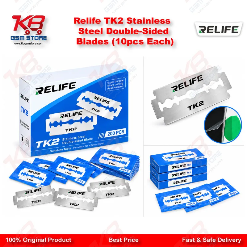 Relife TK2 Stainless Steel Double-Sided Blades (10pcs Each)