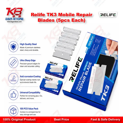RELIFE TK3 Carbon Steel Mobile Repair Blades – 5 Pcs Pack (Screen & Adhesive Removal)