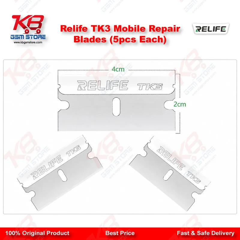 RELIFE TK3 Carbon Steel Mobile Repair Blades – 5 Pcs Pack (Screen & Adhesive Removal)